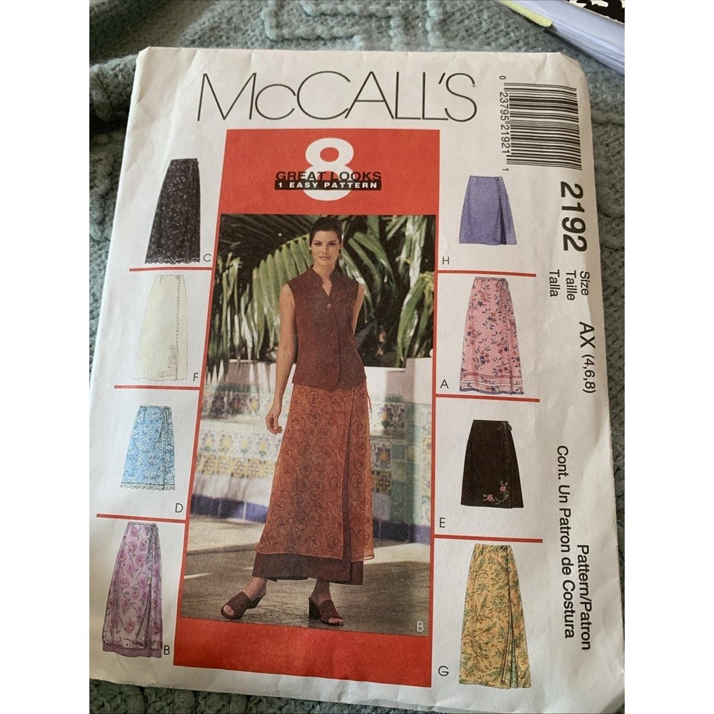 McCalls Sewing Pattern 2192 Wrap Skirts Misses Size 4 6 8  Vintage Uncut